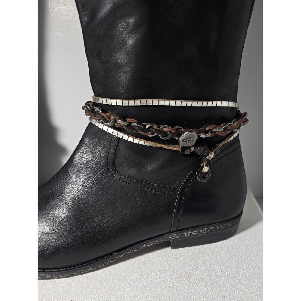 Women's OTBT Trout Creek Black Leather Tall Riding Boots Ankle Wrap Sz 11 M - Picture 8 of 15